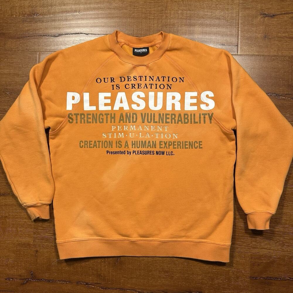 Pleasures Oversized Sweatshirt Mens S Orange Pullover Sweater Relaxed Fit City